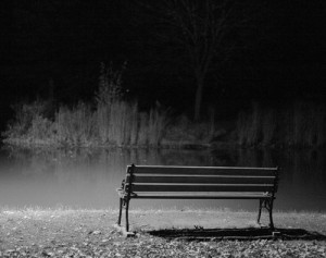 bench by lake
